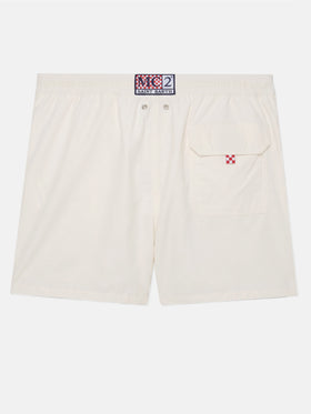 Weiße Comfort Badeshorts mit St. Barth Stickerei
