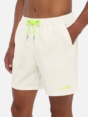 Weiße Comfort Badeshorts mit St. Barth Stickerei
