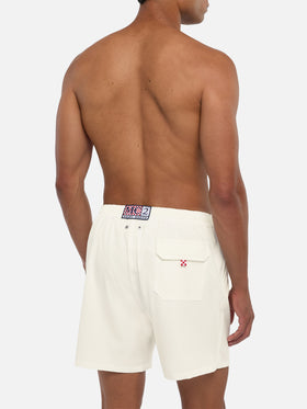 Weiße Comfort Badeshorts mit St. Barth Stickerei