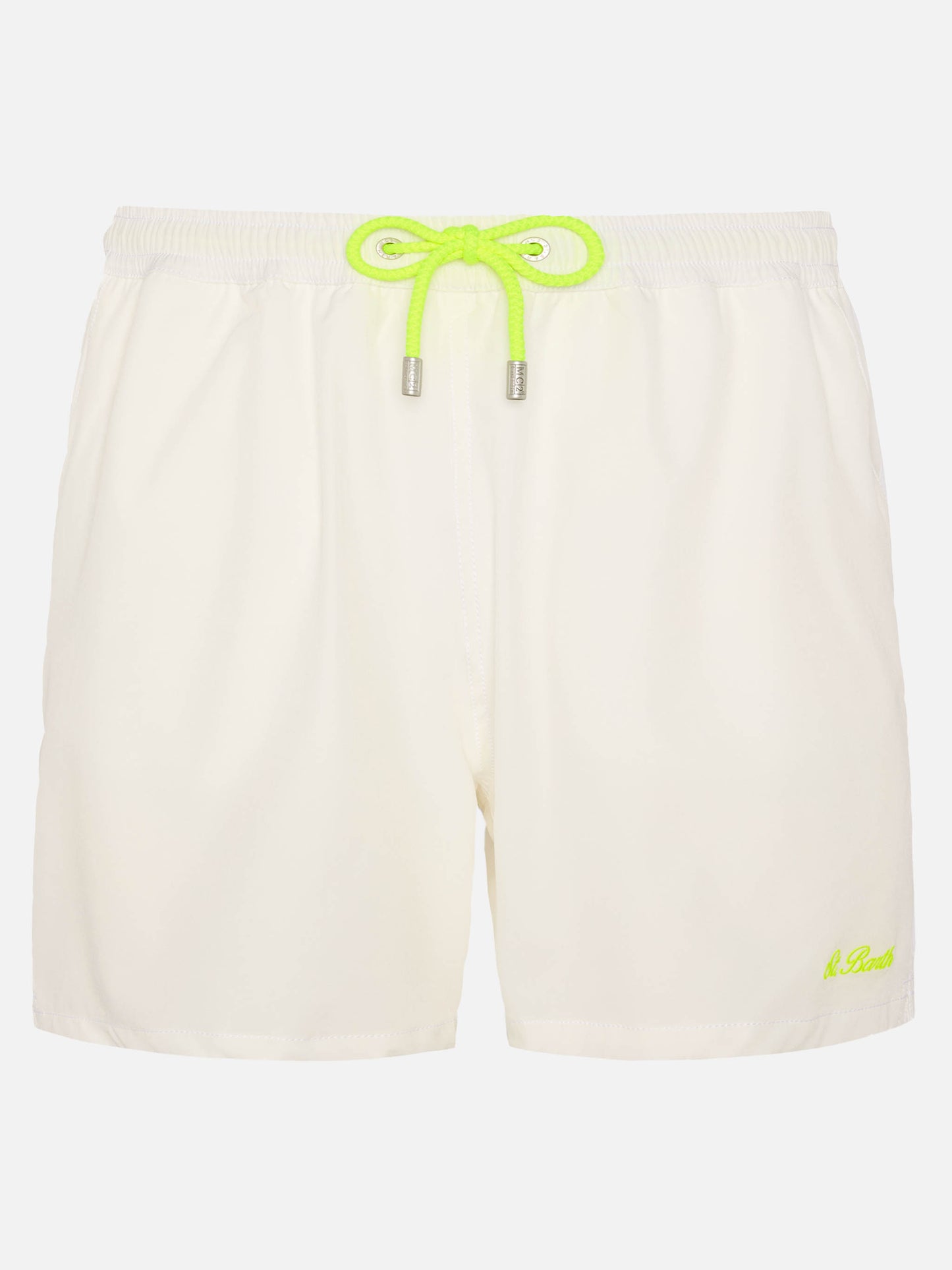 Weiße Comfort Badeshorts mit St. Barth Stickerei