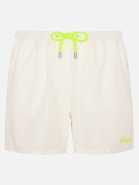 Weiße Comfort Badeshorts mit St. Barth Stickerei