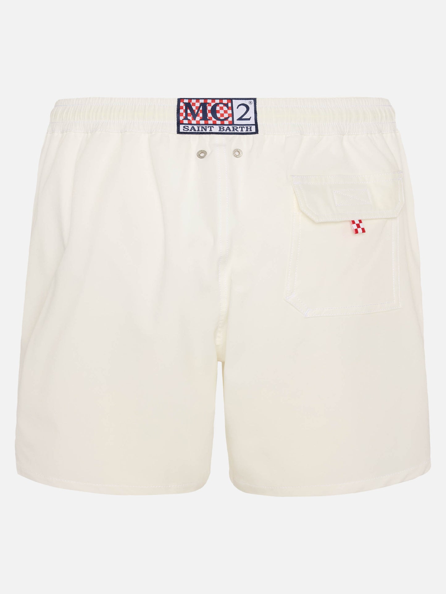 Weiße Comfort Badeshorts mit St. Barth Stickerei