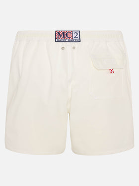 Weiße Comfort Badeshorts mit St. Barth Stickerei