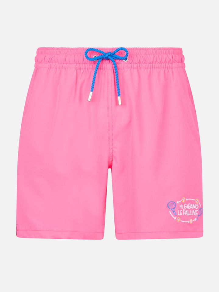 Classic stretch Comfort swim shorts with Mi girano le palline embroidery | INSULTI LUMINOSI SPECIAL EDITION - MC2 Saint Barth