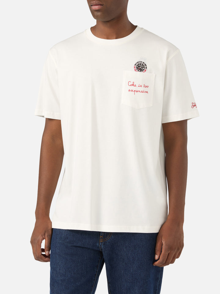 T-shirt en coton Connor blanc avec imprimé montre et broderie Cara Ho Un Expensive 