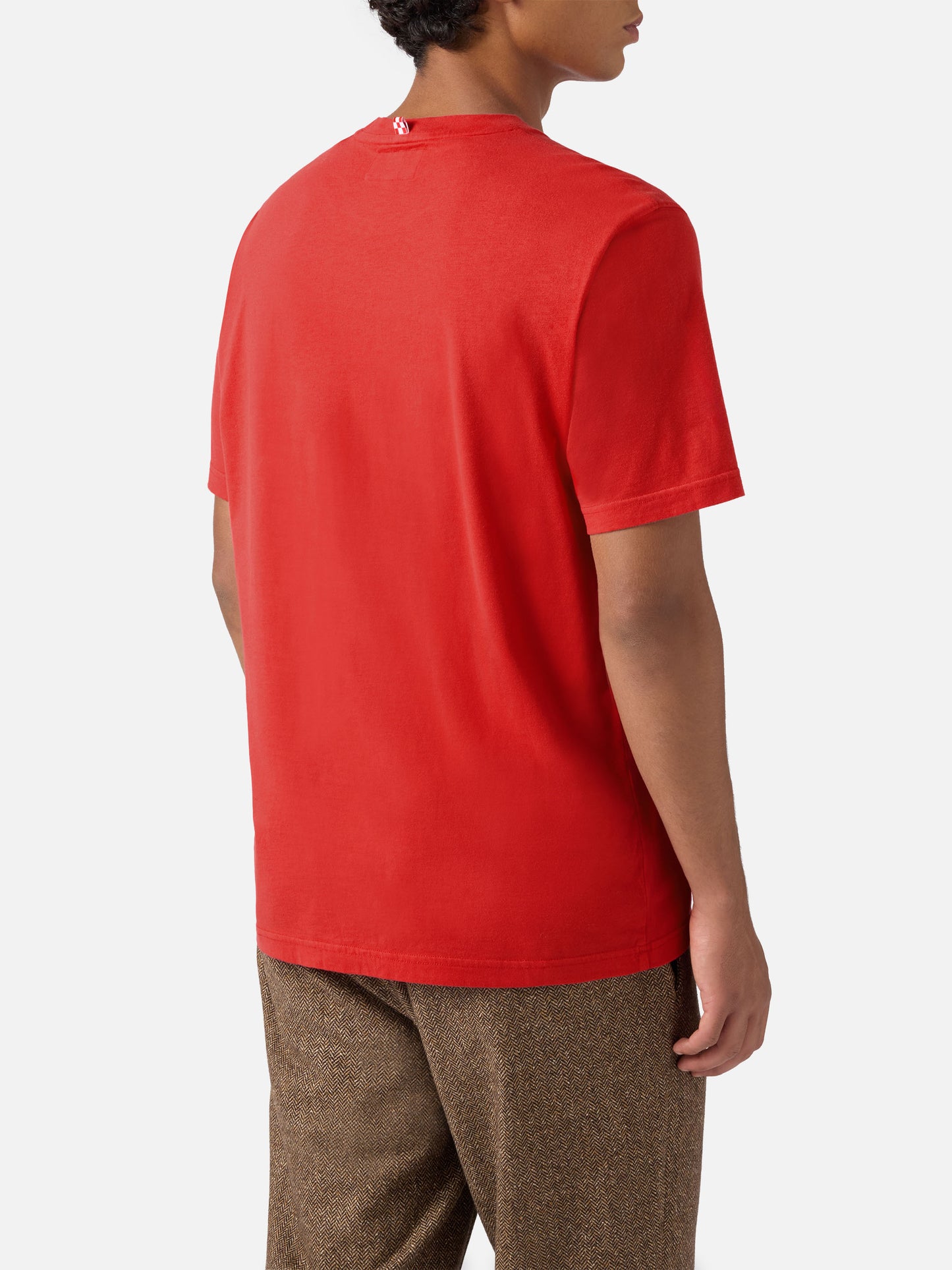 T-shirt Connor in cotone invernale rosso con ricamo sul taschino Dear Santa...