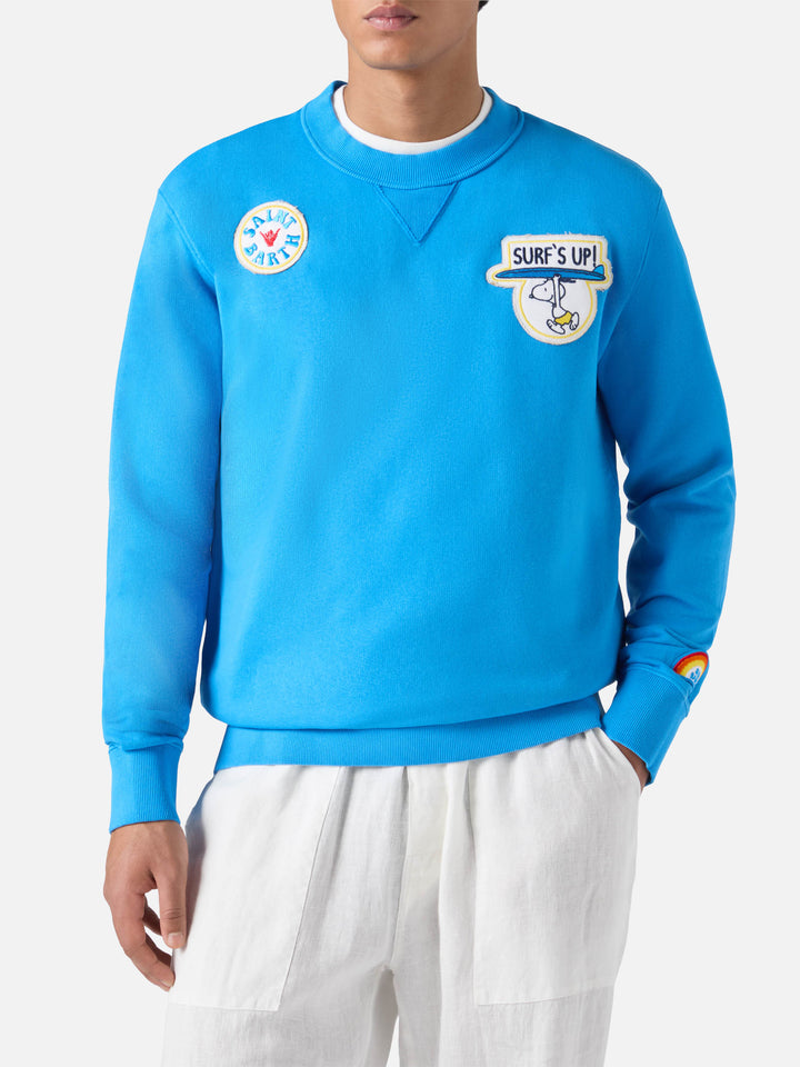 Herren-Sweatshirt aus Baumwollfleece Cooper mit Rundhalsausschnitt und Stickerei