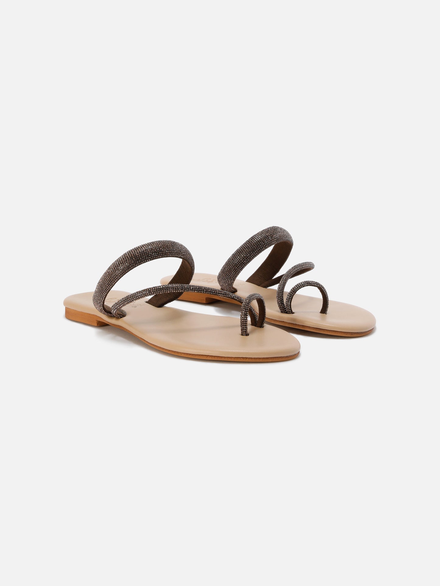 Cora Ring Sandal with brown rhinestones