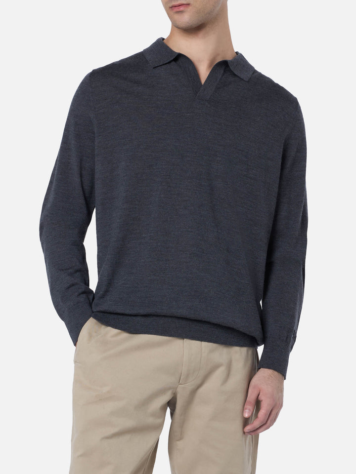 Man charcoal merino wool polo Covent - MC2 Saint Barth