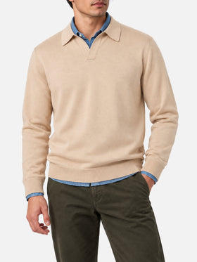 Beiges Polohemd Covent aus 100% MERINO WOOL 