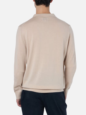 Man beige merino wool polo Covent - MC2 Saint Barth