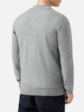 Covent cashmere knit polo in melange grey