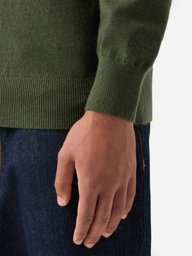 Polo en mélange de laine mérinos et cachemire Covent vert militaire 