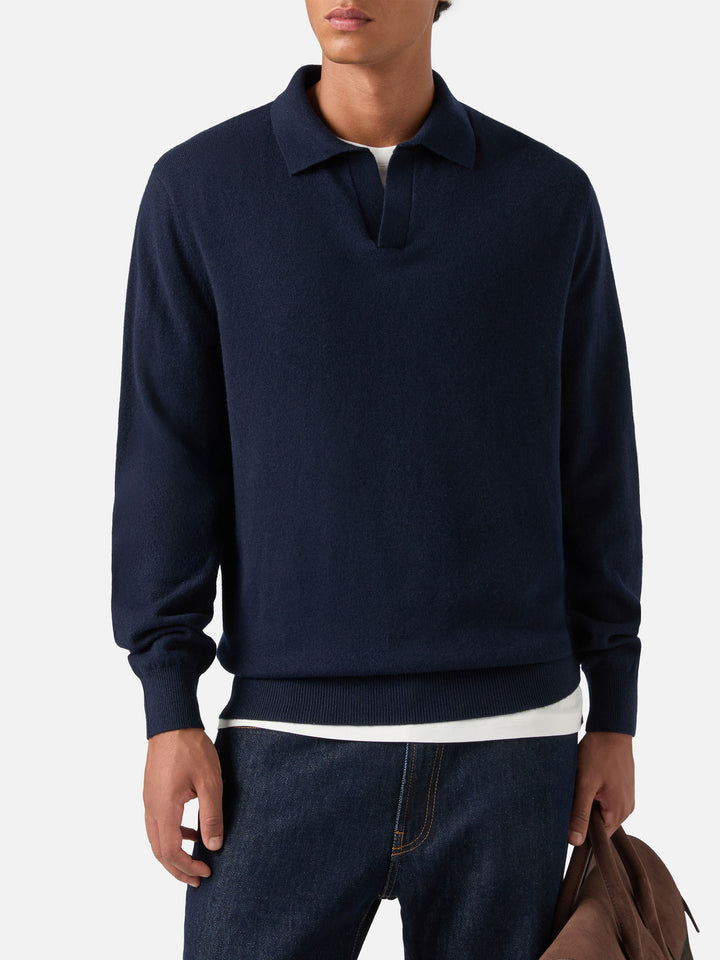 Polo de mezcla de lana merino y cachemira Navy blue Covent 