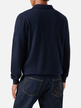 Polo en mélange de laine mérinos et de cachemire Navy blue Covent 