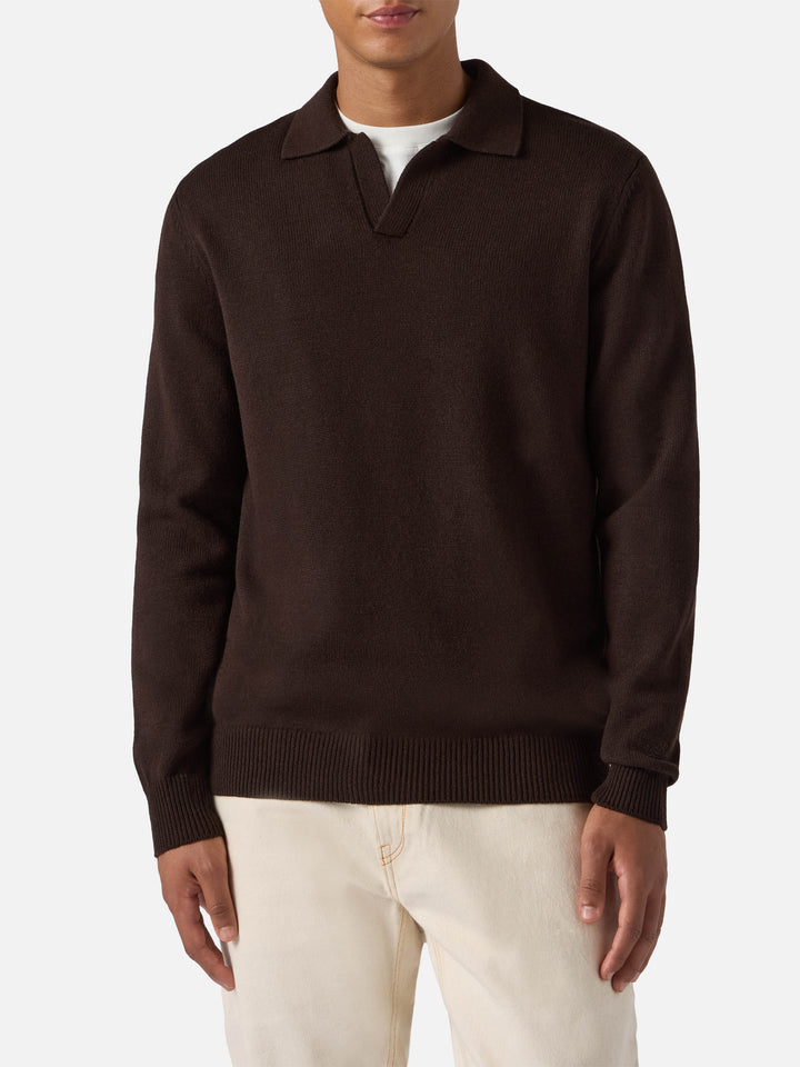 Brown wool knit polo Covent