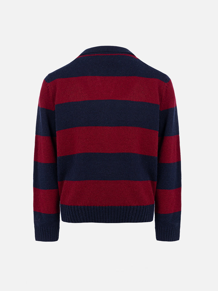 Boy blue and red striped polo shirt Covent with Snoopy print | SNOOPY PEANUTS SPECIAL EDITION - MC2 Saint Barth