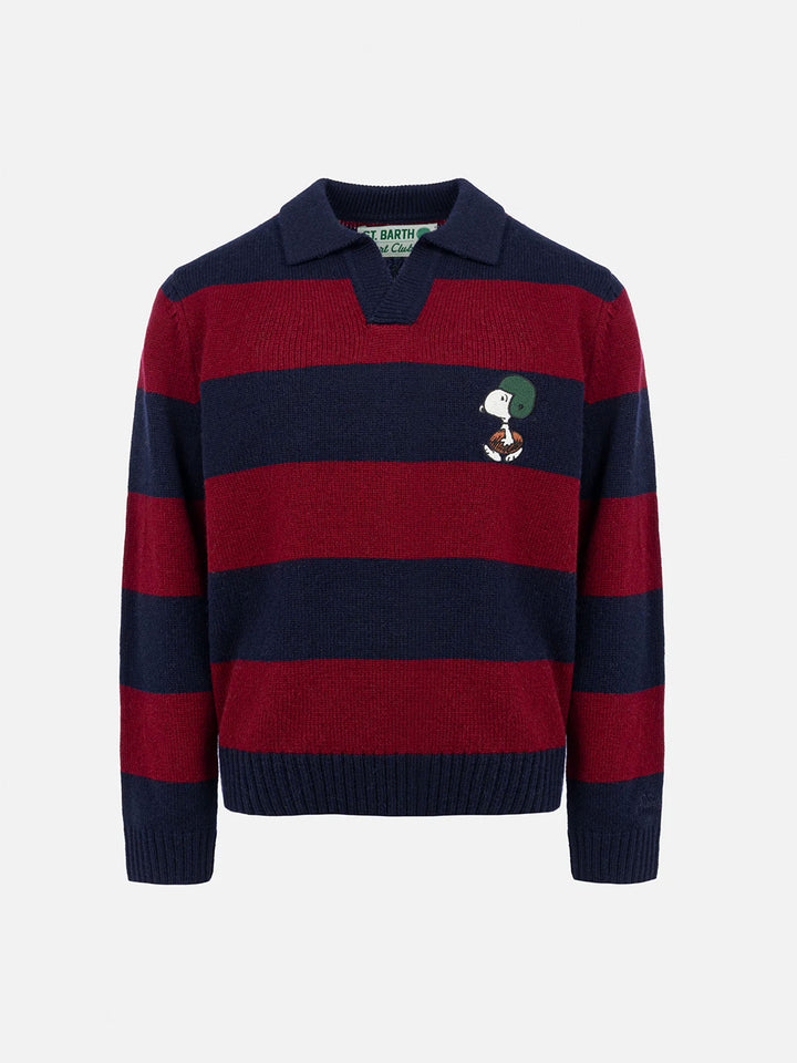 Boy blue and red striped polo shirt Covent with Snoopy print | SNOOPY PEANUTS SPECIAL EDITION