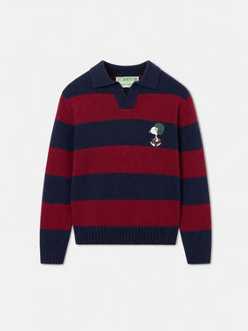 Blue and red Covent Jr striped polo sweater with Snoopy | Special edition