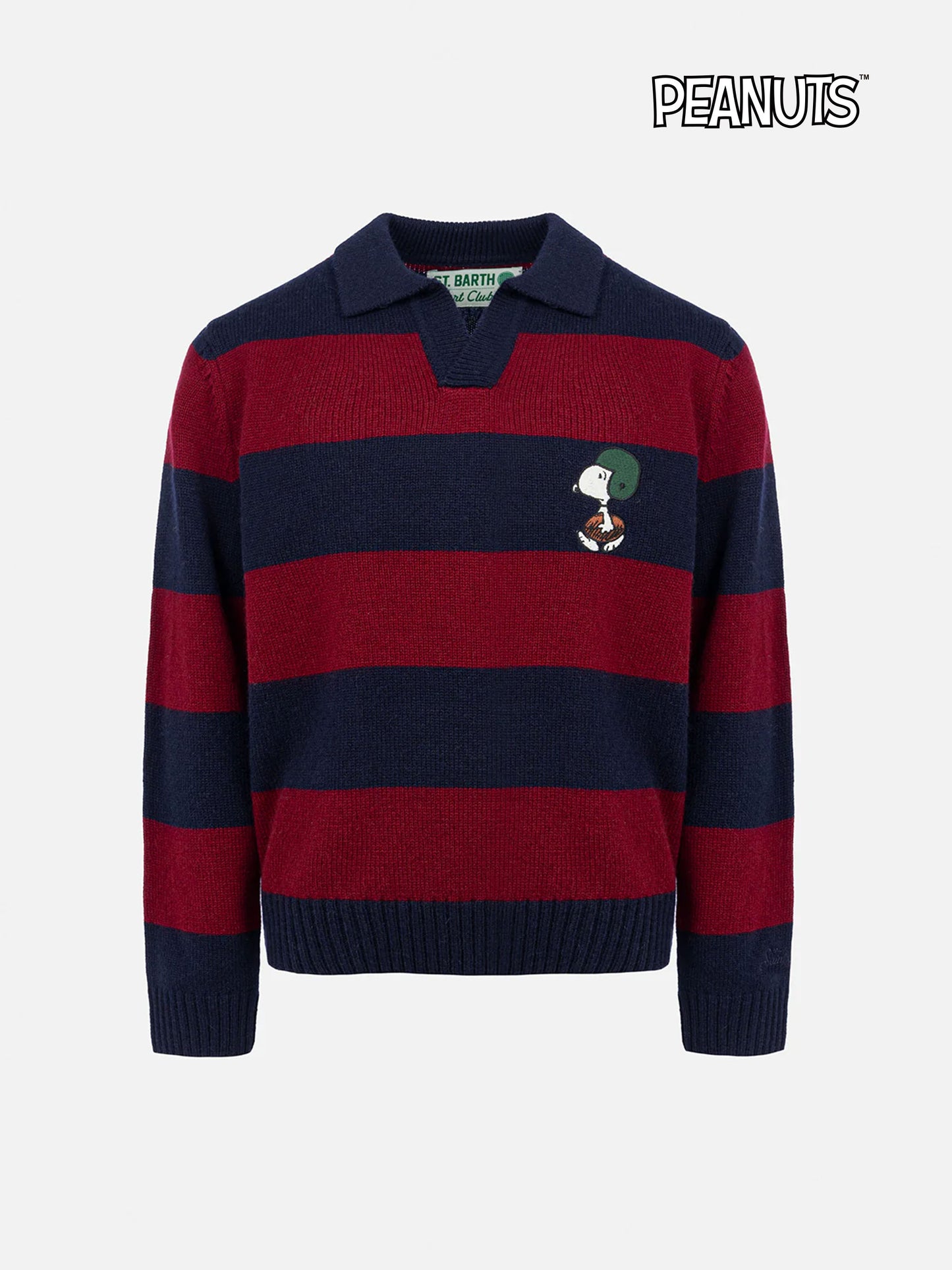 Boy blue and red striped polo shirt Covent with Snoopy print | SNOOPY PEANUTS SPECIAL EDITION