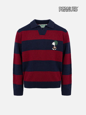 Boy blue and red striped polo shirt Covent with Snoopy print | SNOOPY PEANUTS SPECIAL EDITION