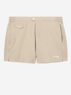 Bañador Capferrat en beige con logo bordado 
