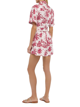 Carola linen playsuit with toile de jouy print | AI CO-CREATED DESIGN BY RICKDICK - POWERED BY RED-EYE - MC2 Saint Barth