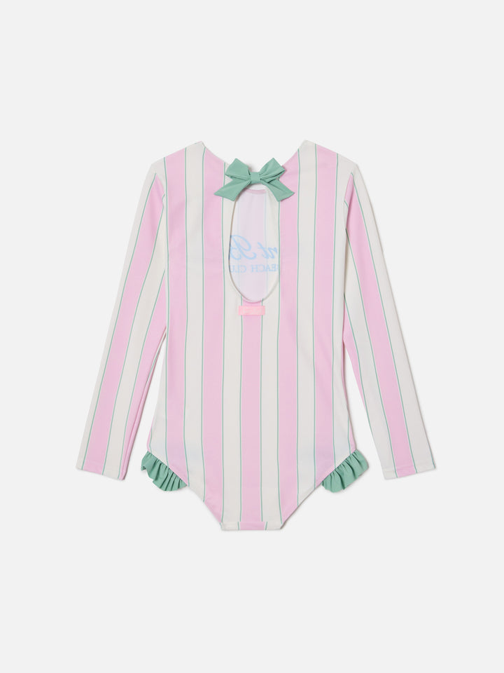 Costume intero Cressy a maniche lunghe con stampa Beach Club