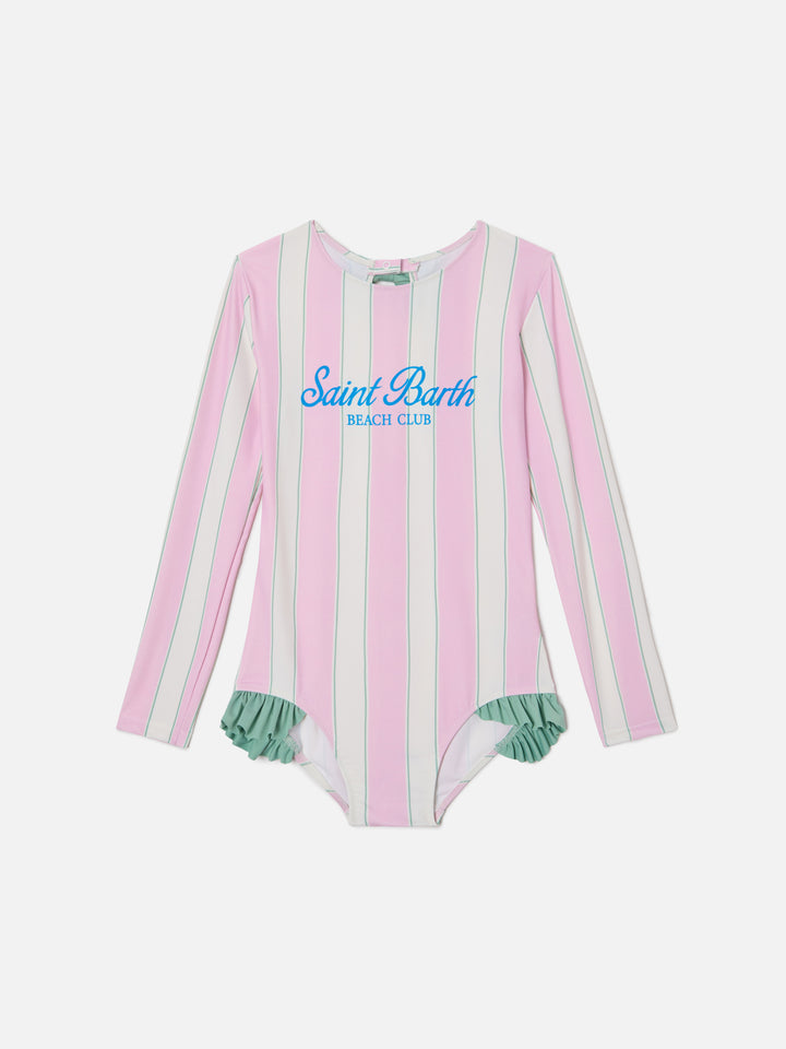 Costume intero Cressy a maniche lunghe con stampa Beach Club