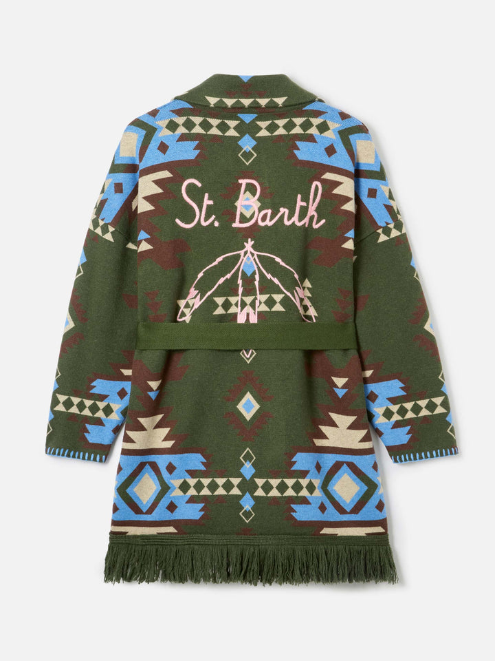 Cardigan mélangé Cristabel avec ceinture et imprimé ethnique 