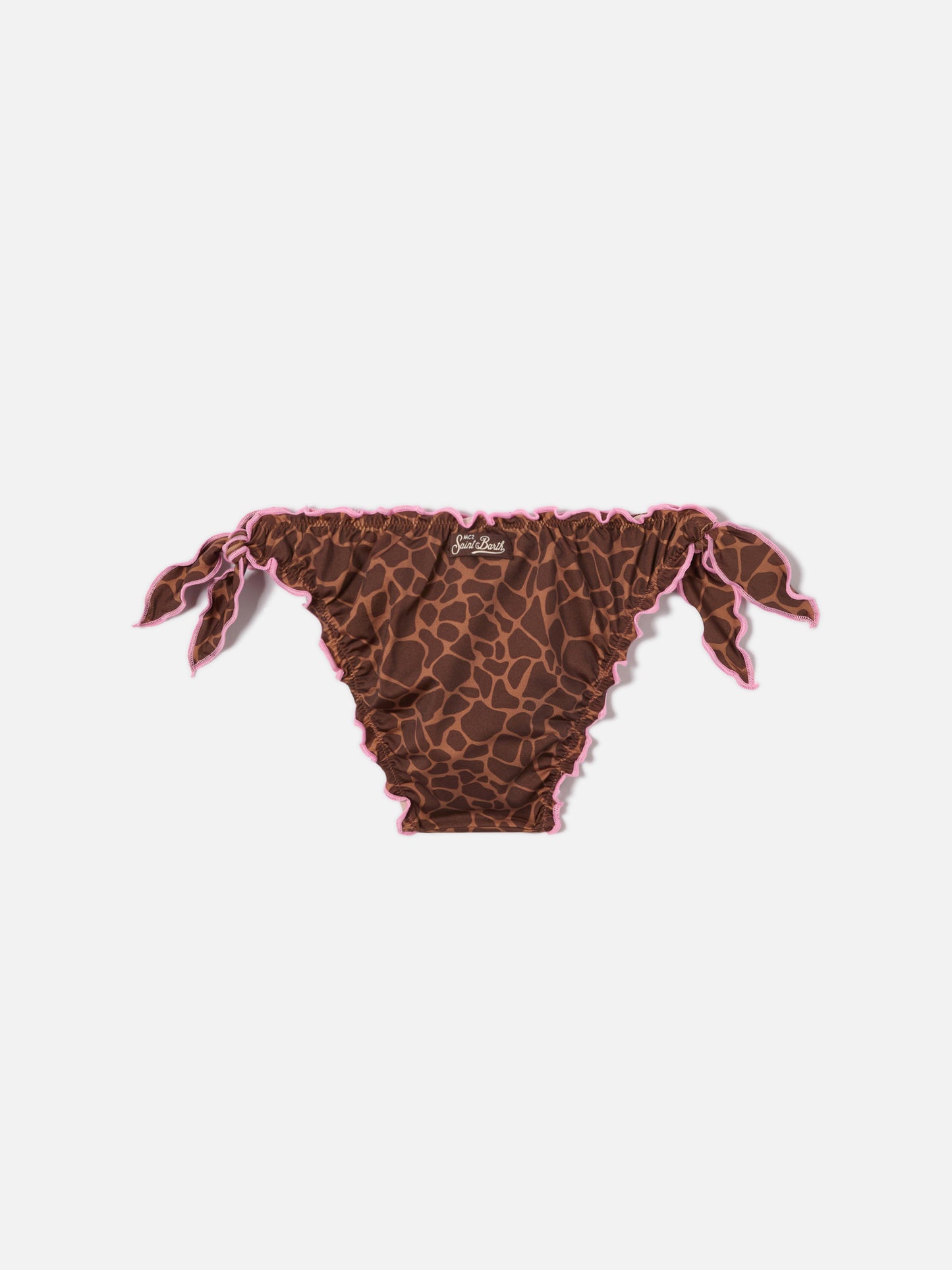Slip de bain Cric marron à imprimé animal avec bords contrastés 
