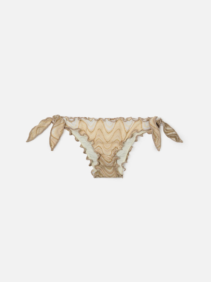 Cric gold tone raschel swim briefs with wave motif