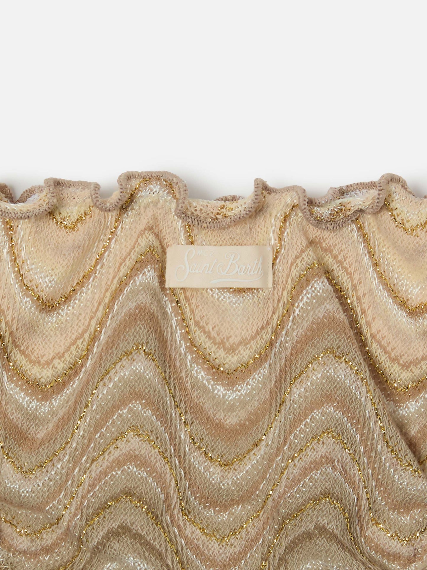 Cric gold tone raschel swim briefs with wave motif