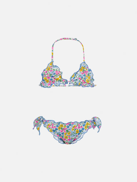 Cris classic triangle bikini with Poppy and Daisy print | MADE WITH LIBERTY FABRIC - MC2 Saint Barth