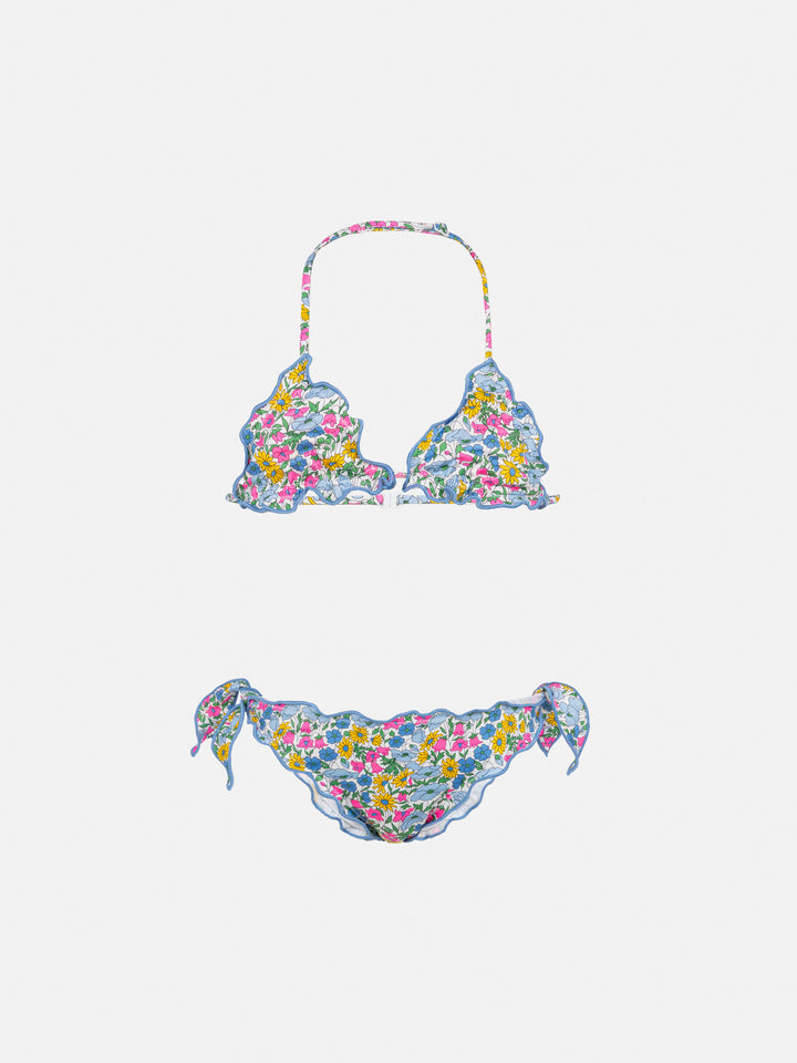 Cris classic triangle bikini with Poppy and Daisy print | MADE WITH LIBERTY FABRIC - MC2 Saint Barth