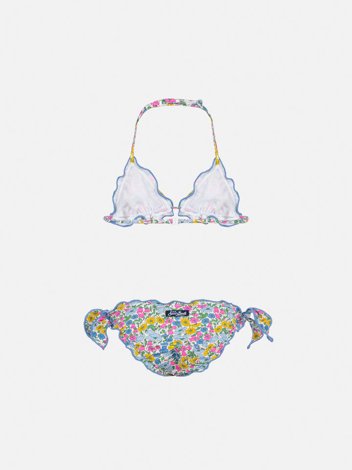 Cris classic triangle bikini with Poppy and Daisy print | MADE WITH LIBERTY FABRIC - MC2 Saint Barth