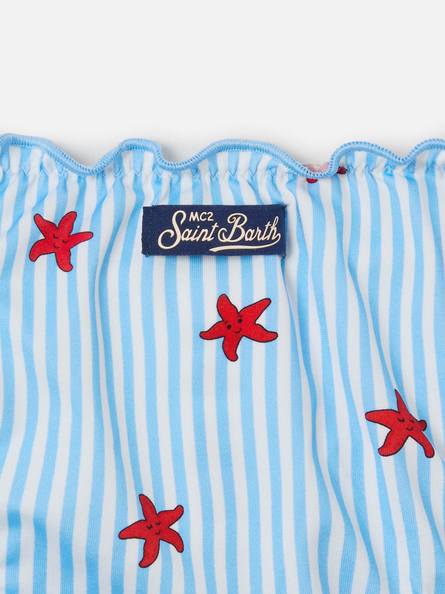 Bikini a triangolo classico Cris con stampa stelle marine e righe