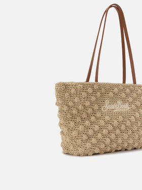 Bolso tote mediano de crochet con logo bordado 