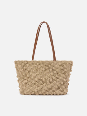 Bolso tote mediano de crochet con logo bordado 