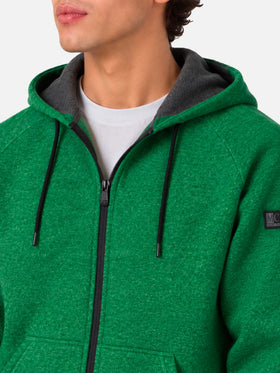 Sweat-shirt Carrel en tissu technique vert uni 