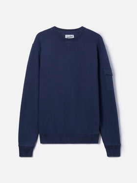Chester navy blue fleece sweatshirt with sleeve pocket