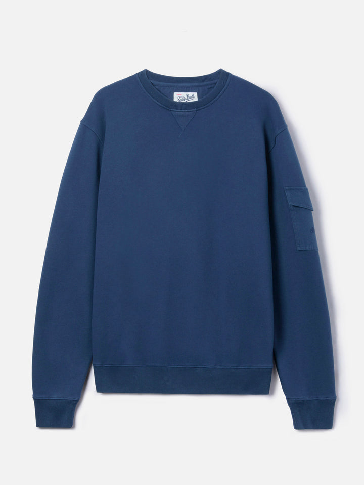 Navy blue Chester fleece sweatshirt with sleeve pocket