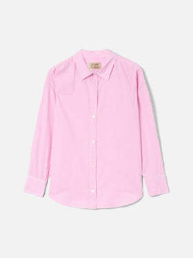 Pink striped Cristal shirt with Meet Me In Saint Barth embroidery
