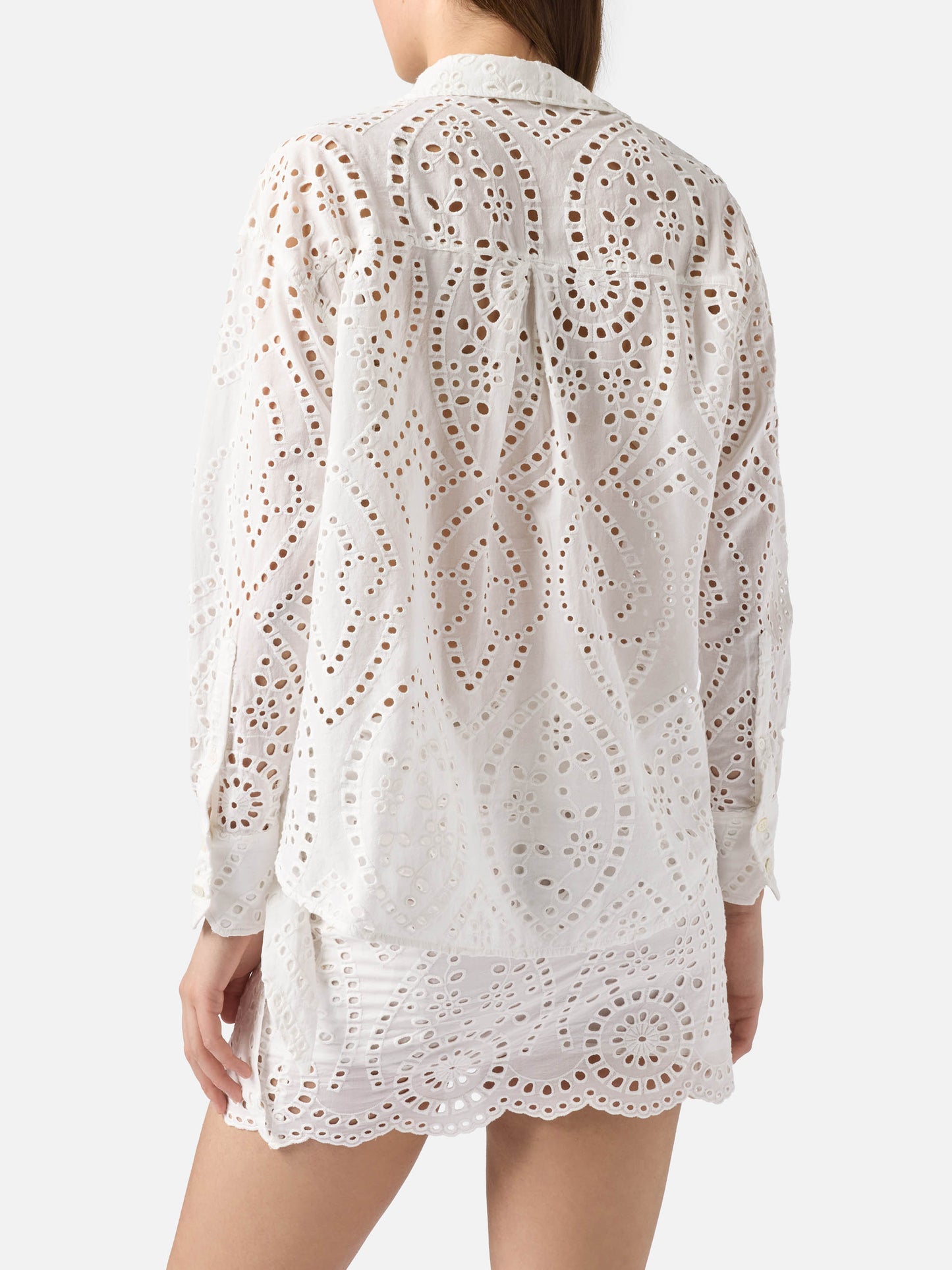 Camicia Cristal in cotone sangallo bianco