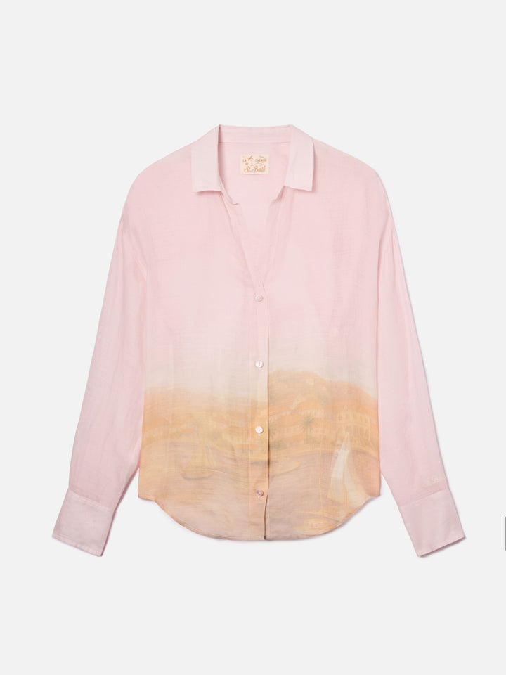 Cristal ramie shirt with sunset print