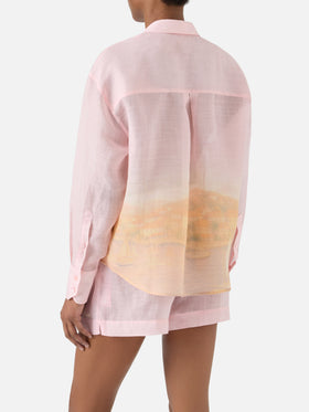 Cristal ramie shirt with sunset print
