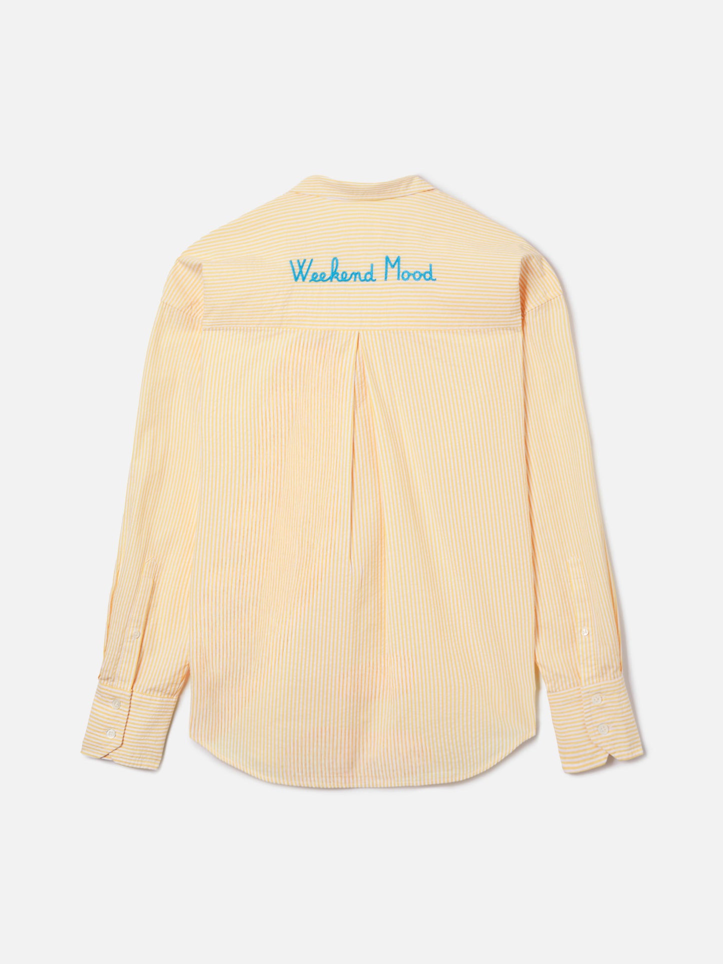Camicia Cristal in seersucker a righe gialle con ricamo Weekend Mood
