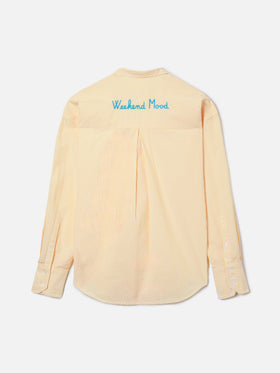 Camicia Cristal in seersucker a righe gialle con ricamo Weekend Mood