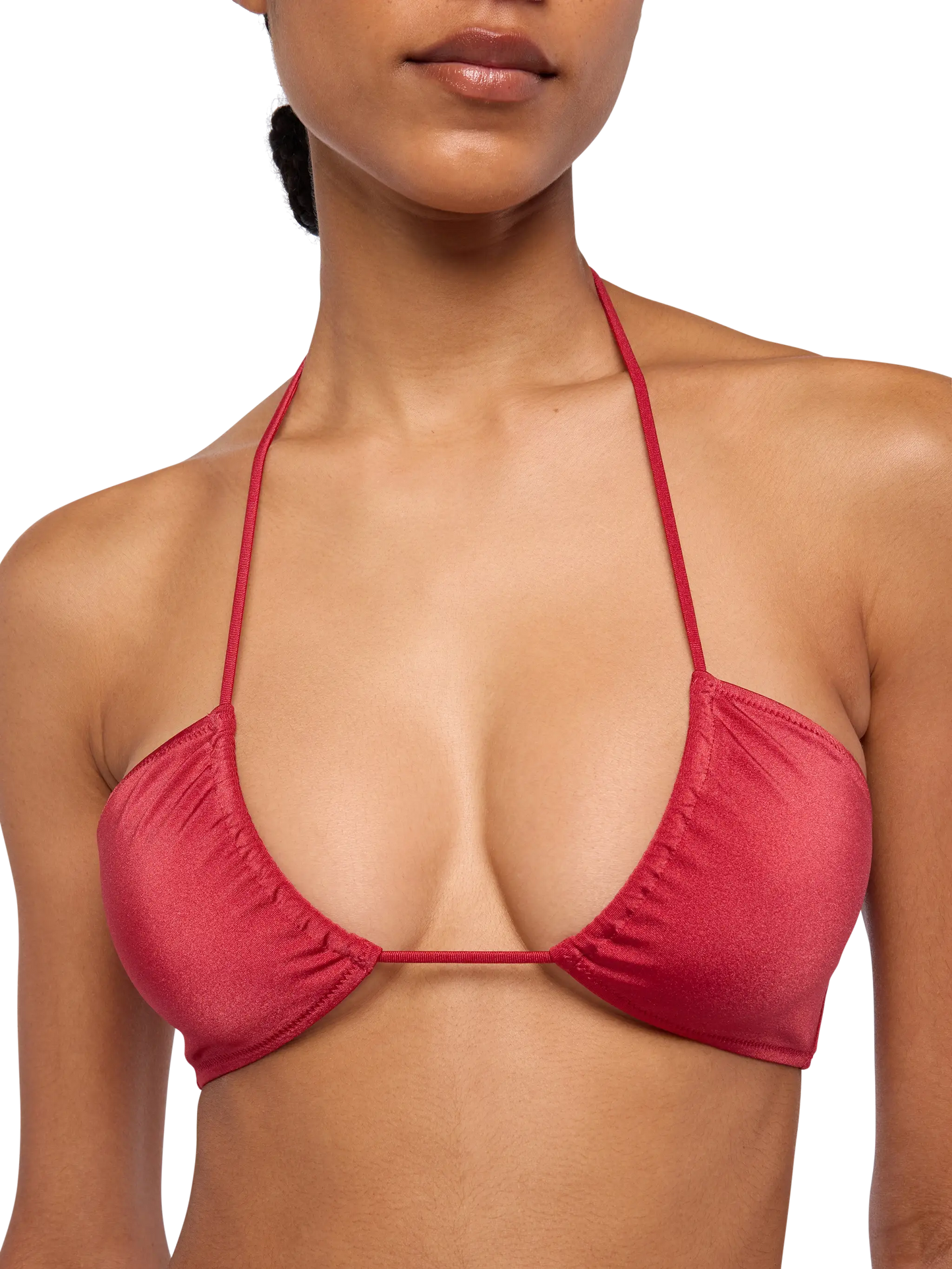 Noelle shimmer brick red cheekiest swim briefs - Dahlia shimmer brick red bandeau top - MC2 Saint Barth