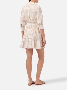 Robe en lin Daisi toile de jouy beige 